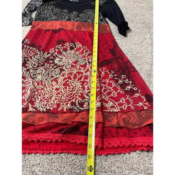 Papillon Women's Layer Lace Paisley Color Block Artzy Boho Hippie Short Dress M - Picture 8 of 9